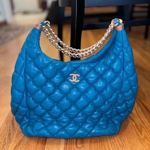 Chanel Large Blue Turquoise Quilted Bubble Bag